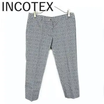 인코텍스 INCOTEX 테이퍼드 팬츠 패턴 크롭 기장 밑단 슬릿