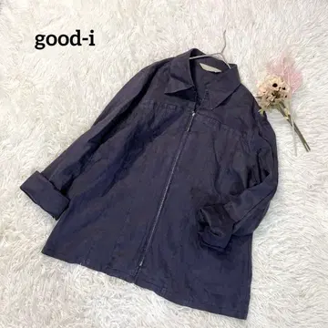 굿아이 린넨 100% 지퍼 자켓 네이비 L 얇은 소재 냉방병 예방