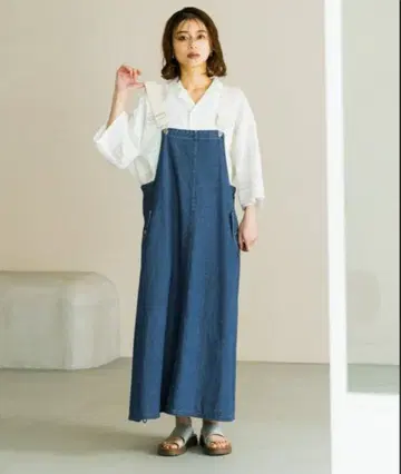스튜디오 클립 데님 오버롤 스커트