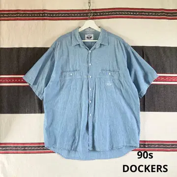 90s DOCKERS 홍콩제 반팔 샴브레이 셔츠 XL 빈티지 인기