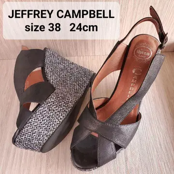 컨디션 최상 JEFFREY CAMPBELL 천연 가죽 통굽 웨지솔 24cm
