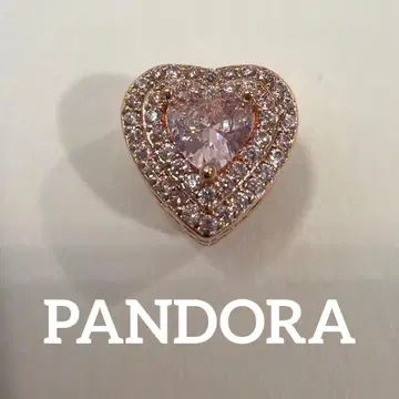PANDORA 스파클링 레벨드 하트 핑크 로즈 골드 참