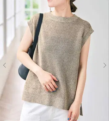 새상품급 스픽앤스팬 린넨 믹스 프렌치 풀오버 베이지