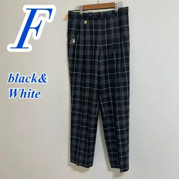 Black & White 체크 무늬 롱 팬츠 남성용 F 캐주얼