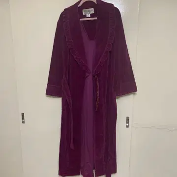 KREDO NIGHT WEAR 벨로아 가운 퍼플 M 사이즈 쇼와 레트로