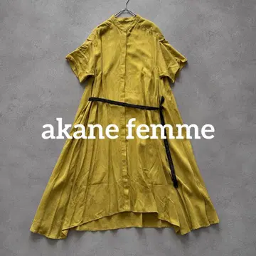 2192 akane femme 아뮤 반팔 원피스 머스타드