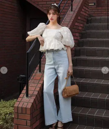 완판템 LILLIAN CARAT 컬러 전개 데님 와이드 팬츠