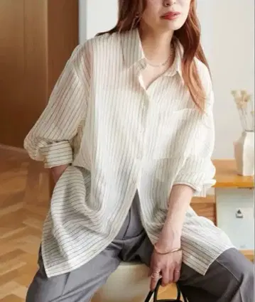 디스코트 시어 스트라이프 셔츠