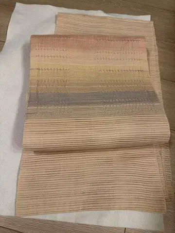 순수 실크 나고야 오비 베이지 계열