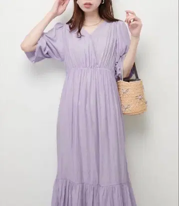[ 새상품급 ] 내추럴 꾸뛰르 와셔 카슈쿨 원피스 퍼플F