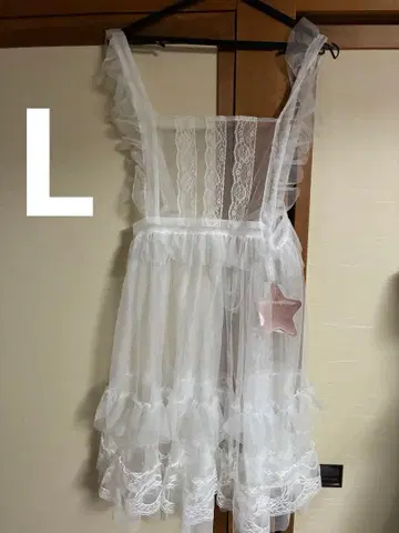 호시나 사쿠라코 시마무라 콜라보 튤 에이프런 화이트 L