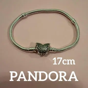 PANDORA 버터플라이 클래스프 스네이크 체인 팔찌 17cm