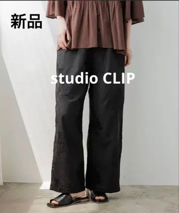 [택 포함 새상품] studio CLIP 자수 이지 팬츠 블랙 F 사이즈