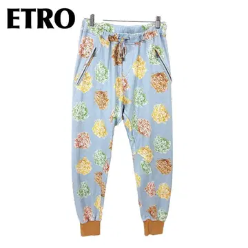 [새상품급] ETRO 스트레치 코튼 팬츠 허리밴딩 M 스카이블루 올 패턴