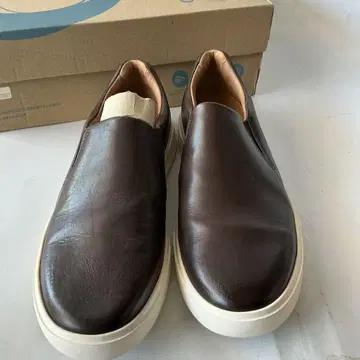 [새상품급] 클락스 앙코스타 스텝 천연 가죽 슬립온 브라운 24cm 박스 포함