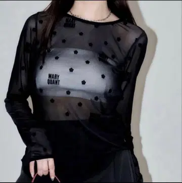 마리콴트 MARY QUANT x PUBLUX 콜라보 시어 티셔츠 블랙