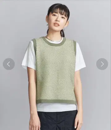 미사용 UNITED ARROWS 자카드 슬리브리스 니트 워셔블