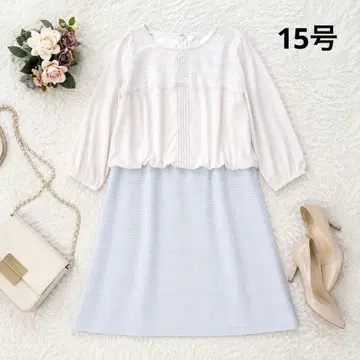 새상품 mint breeze 쉬폰 트위드 도킹 원피스 15호