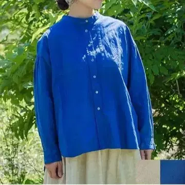 시삼 공방 LC 스퀘어 요크 셔츠 블루