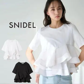 스나이델 이소재 페플럼 T셔츠 상의 캐주얼 SNIDEL