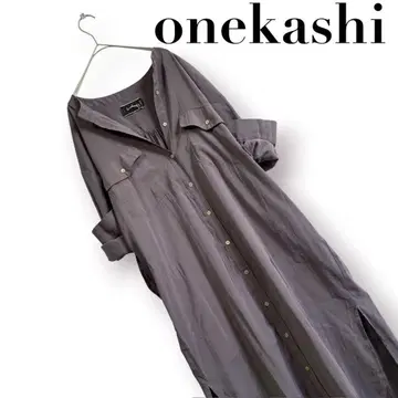넉넉한 빅 사이즈 Omekashi 롱 셔츠 원피스 밴드 카라