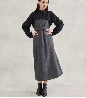 UNITED TOKYO 크롭 블록 원피스 그레이 size 1