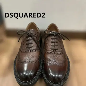 DSQUARED2 남성용 윙팁 가죽 신발 브라운