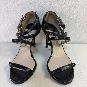 지미추 샌들 35 블랙 스트랩 힐 하자품