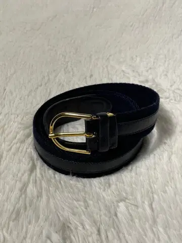 dunhill 천연 가죽 가죽 벨트 네이비 골드 버클 이탈리아제