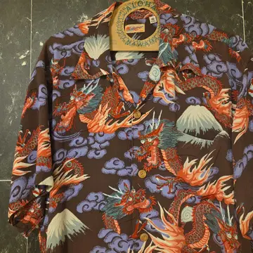 SUN SURF TEAM OF DRAGONS 알로하 셔츠 브라운 M