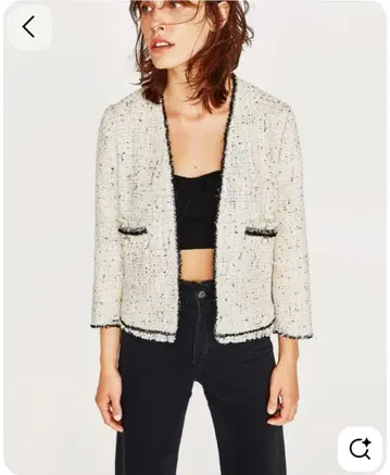 ZARA 트위드 노카라 자켓