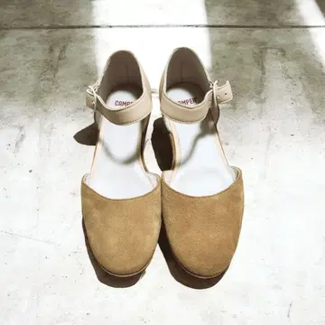 CAMPER 가죽 스웨이드 플랫슈즈 웨지솔 스트랩