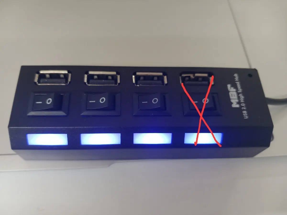 개별스위치 LED 4포트 USB 허브