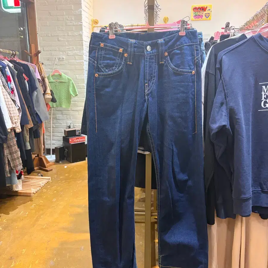 리바이스 청바지 진청색