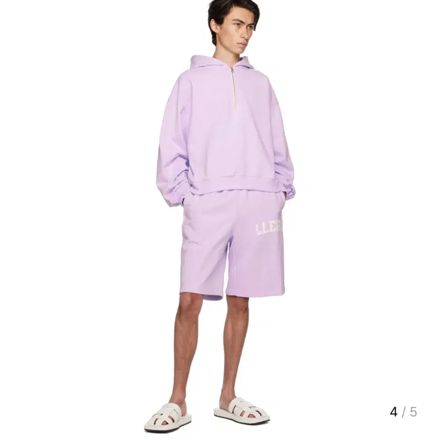 렉토 퍼플 하프집 후드+퍼플 트레이닝 쇼츠 셋업