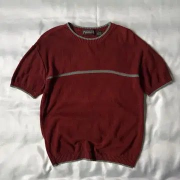 [ 짧은 기장 ] 90s vintage 보르도 썸머 니트 S/S 티셔츠
