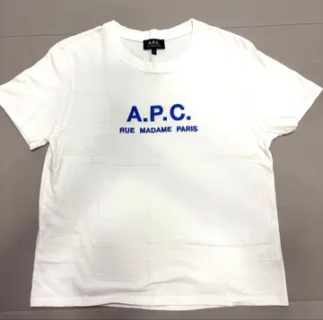 [ A.P.C. ] 여성용 자수 로고 프린트 티셔츠 화이트 x 블루 S