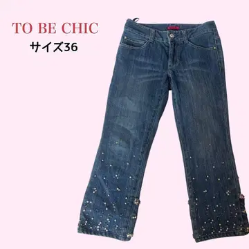 TO BE CHIC 비쥬 데님 크롭 리본 큐빅 36