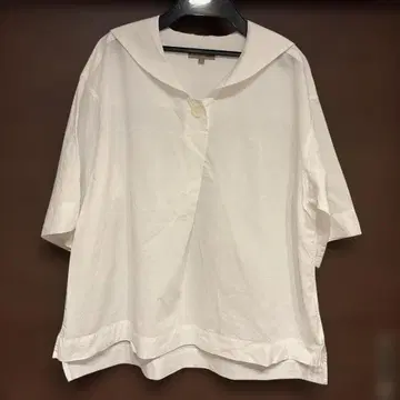 MARGARET HOWELL 세일러 카라 코튼 린넨 셔츠 화이트