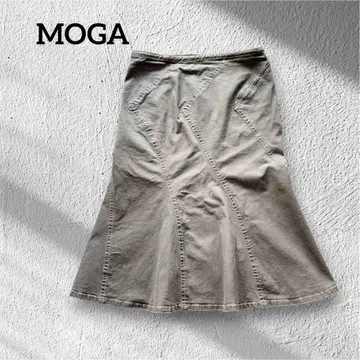 [ MOGA ] 비기 미디 기장 스커트 머메이드 카키 13