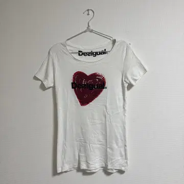 Desigual 반팔 티셔츠 화이트 하트 로고