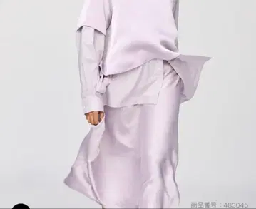 UNIQLO C 새틴 롱 스커트 라이트 퍼플 L