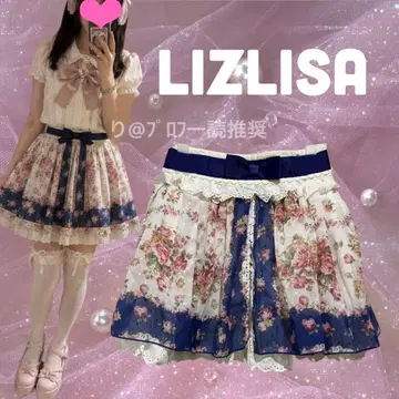 LIZLISA 리즈리사 미니 스커트 레이스 스캘럽 장미 무늬 꽃무늬 공주