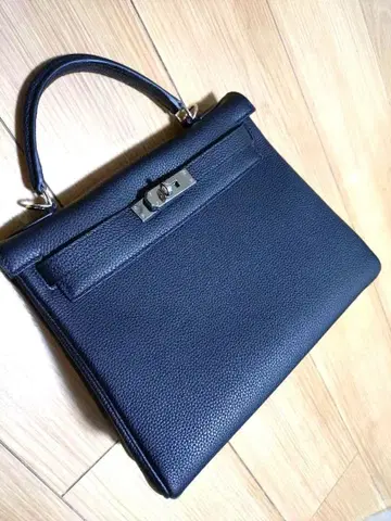 핸드백 블랙 가죽 토고 켈리 28cm 스타일 H 지퍼