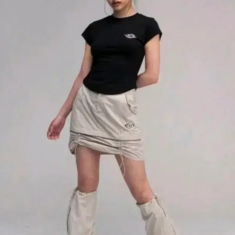 플리즈노팔로우 주름 미니 스커트