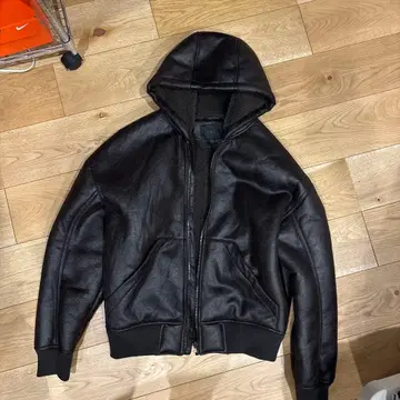 ZARA 인조 가죽 후디드 자켓 브라운 S