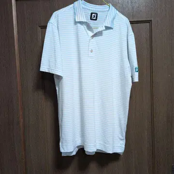 FootJoy 골프 셔츠 보더 무늬 화이트 x 블루 XL