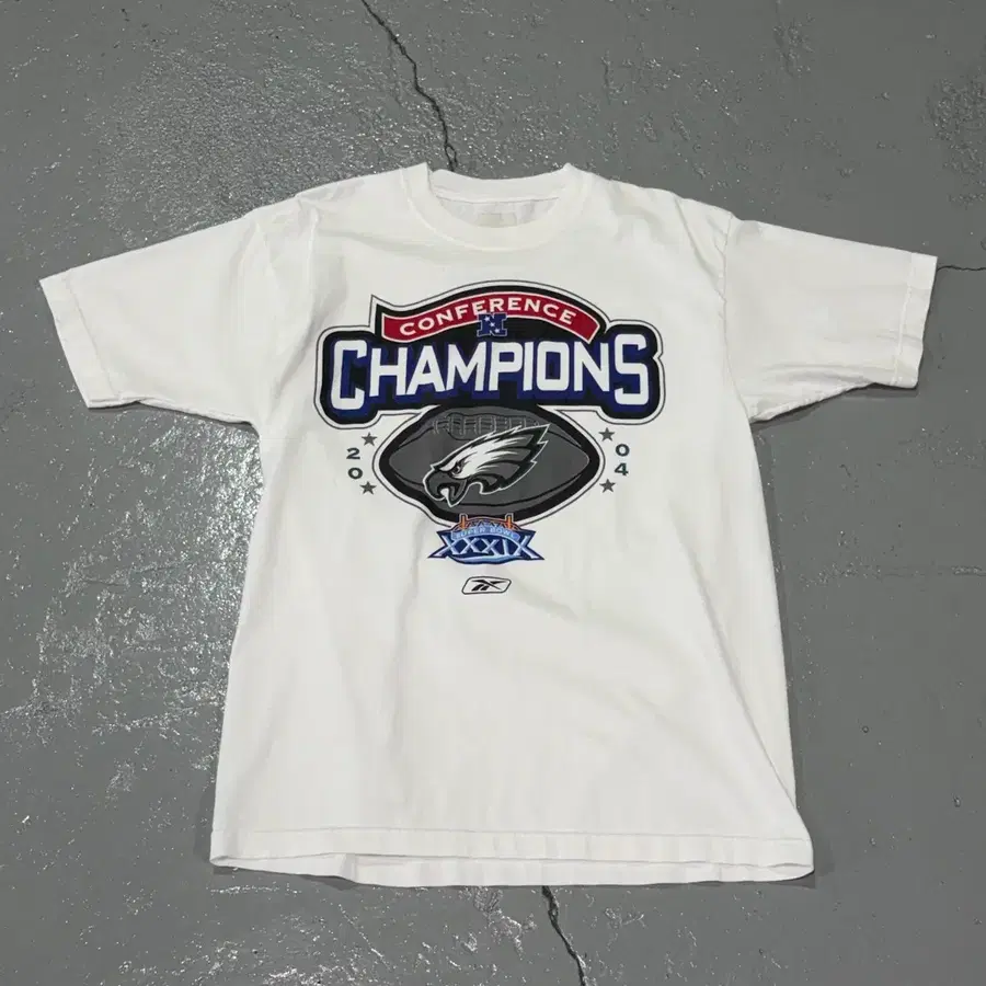 리복(Reebok)2004 NFC 슈퍼볼 필라델피아 이글스 화이트 반팔 티셔츠