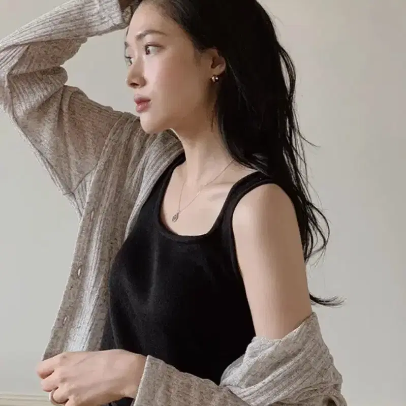 슬로우앤드 쿨썸머 후디 버튼가디건 (웜그레이)