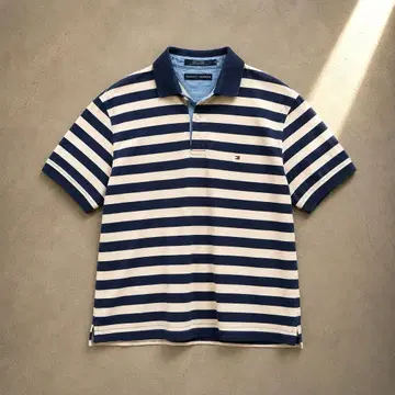 90s Tommy hilfigar 반팔 보더 피케 셔츠 네이비 박스